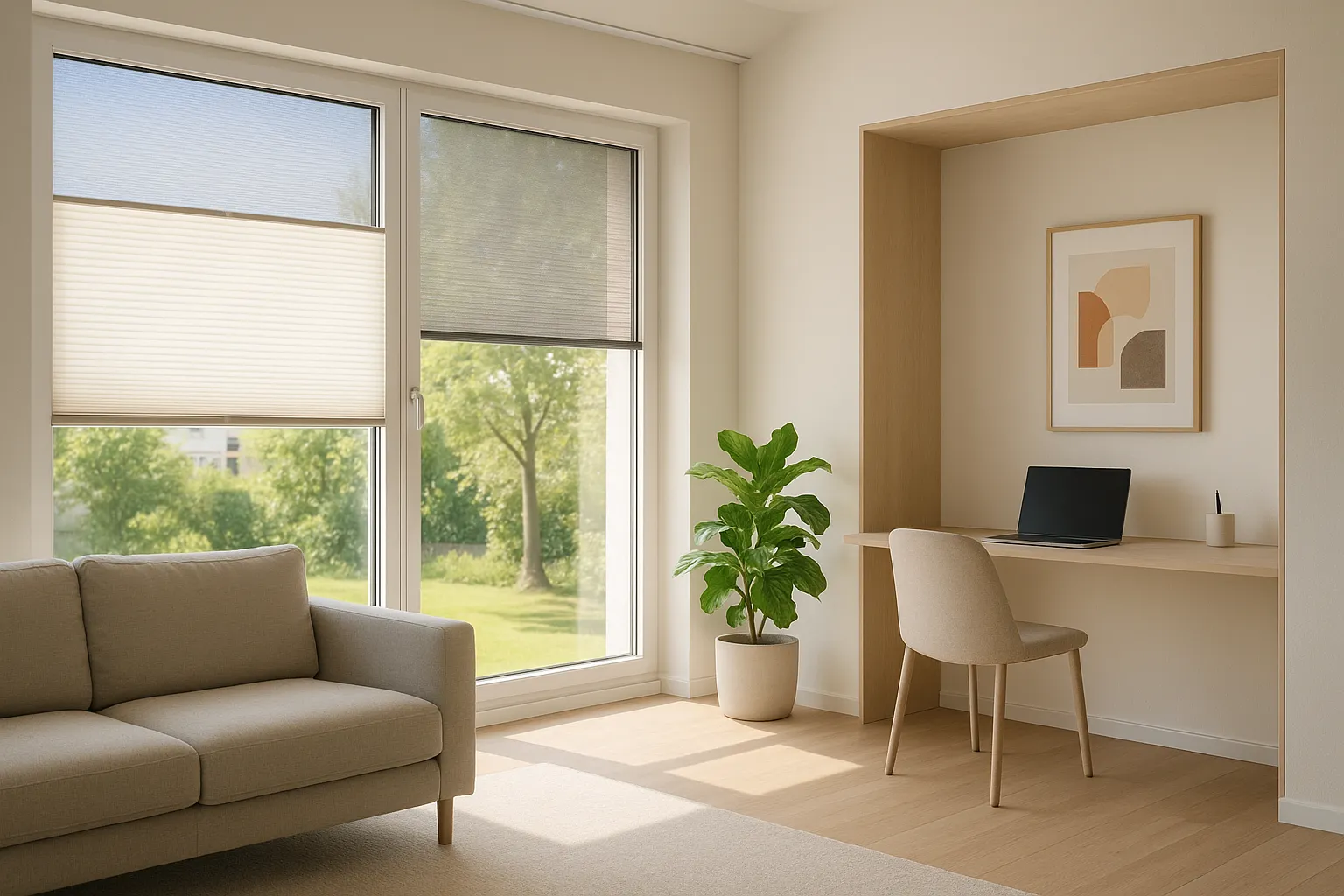 Küchenfenster mit feuchtraumgeeignetem Plissee